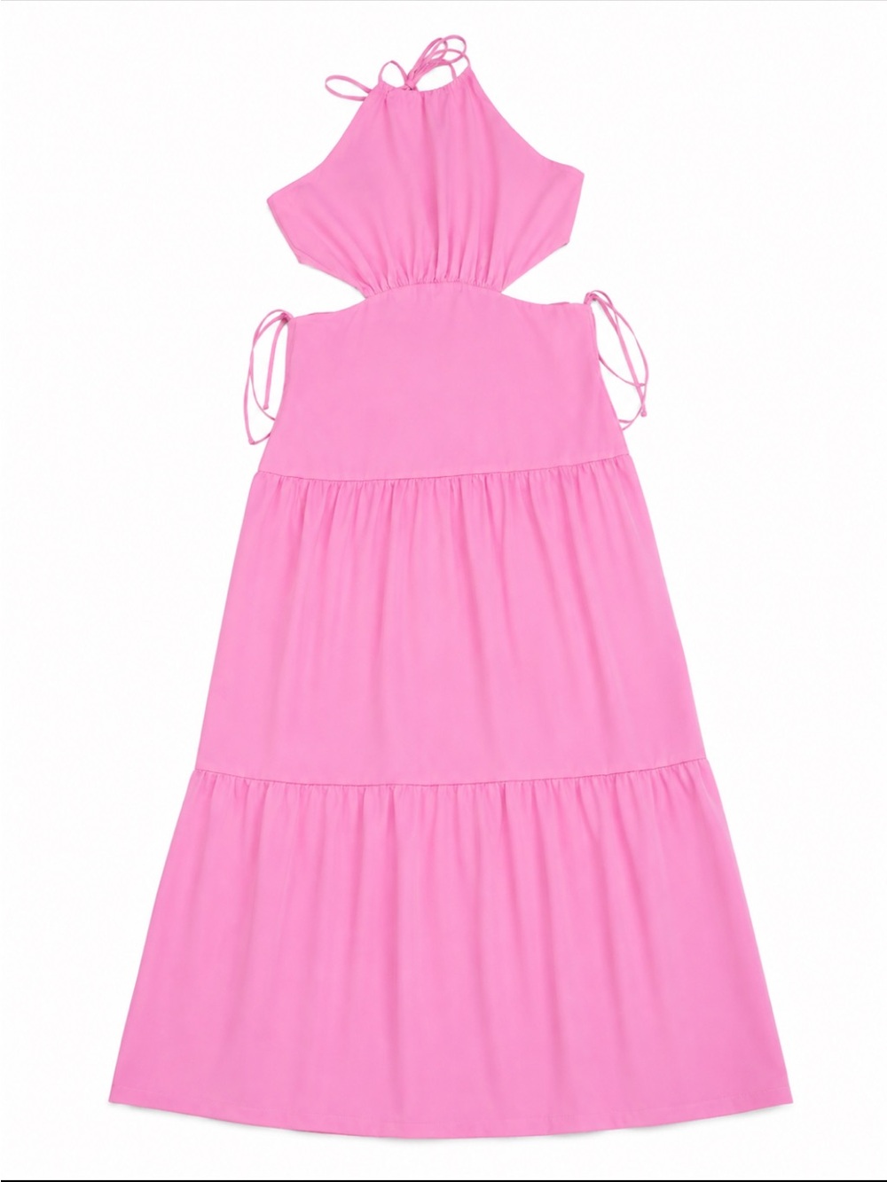 Forever 21 Pink Halter Tiered Maxi Dress